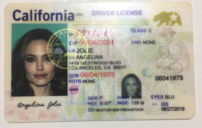 Fake Driving License - California